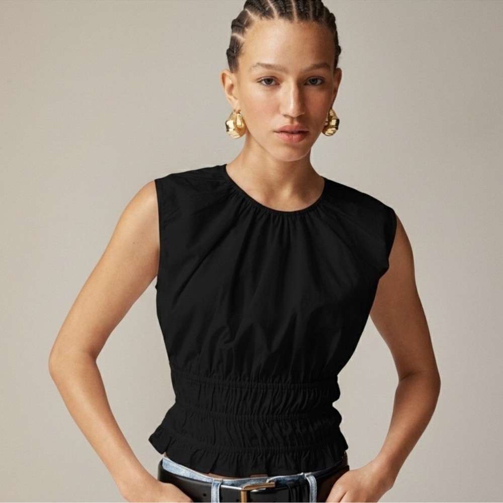 NWOT J Crew Hyacinth Smocked Waist Peplum Sleeveless Top - Picture 2 of 11